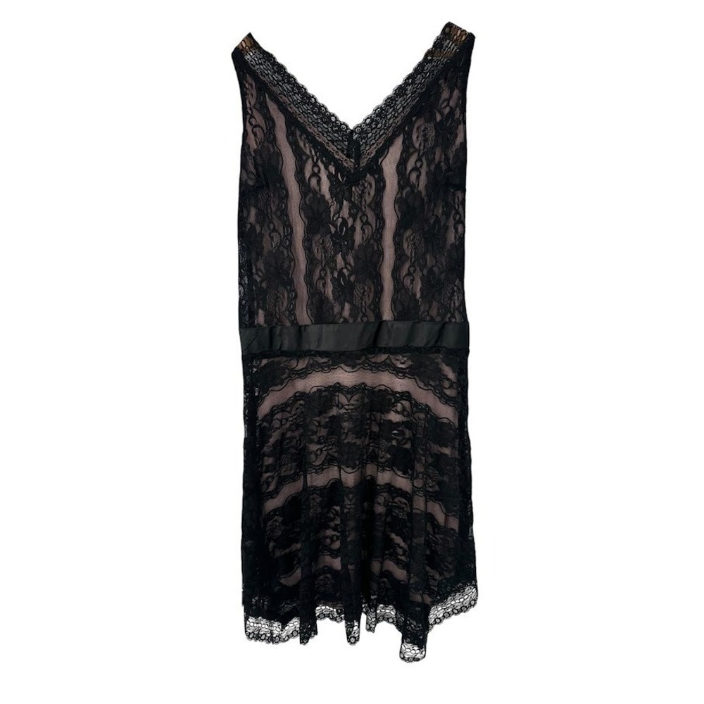 Vintage Black Lace Dress 12P Whimsigoth Goth Romantic Cocktail Party Dark Fairy